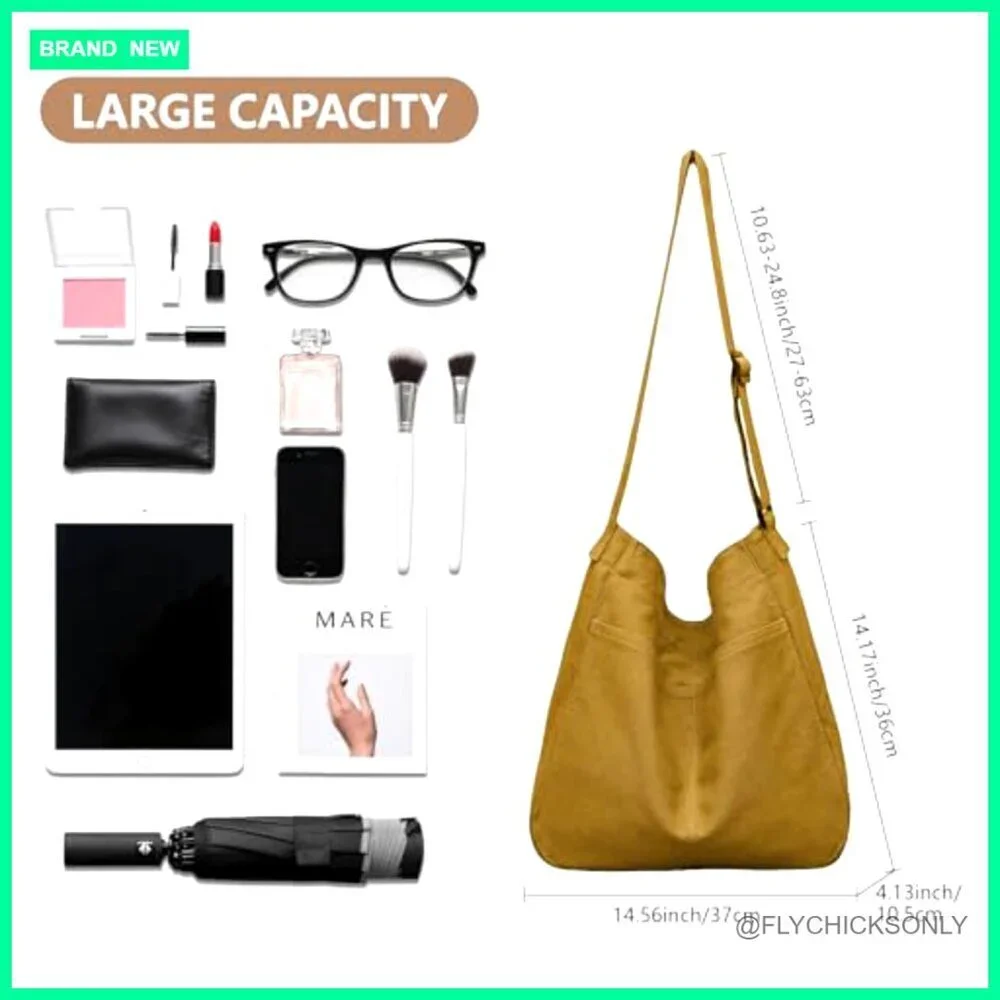 Large Canvas Hobo Bag Crossbody Shoulder Tote with Multiple Pockets